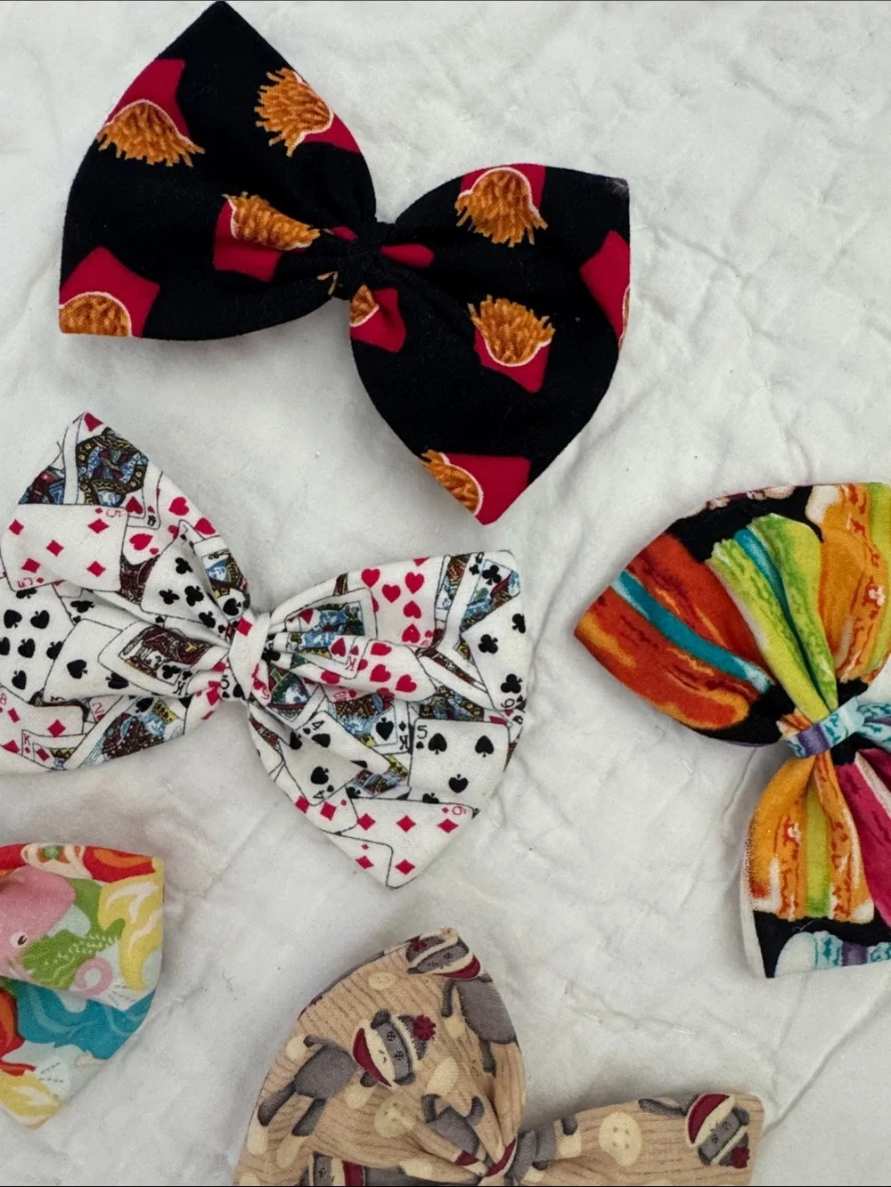 Kids Colorful Fabric Bow Hair Clips - Pack of 6
